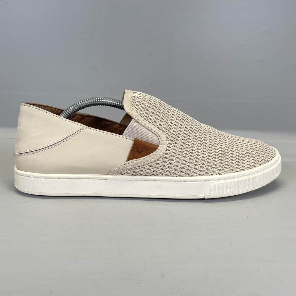 OluKai Pehuea Shoes‎ Womens Size 9.5 Beige Slip On Mesh Comfort Walking Casual